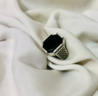 Trendy Big Black Stone Ring for Boys | High-Quality Fashion Ring